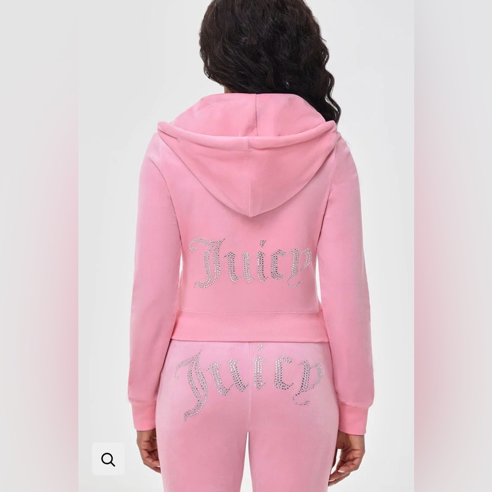 Juicy Couture OG Soft Pink bling Hoodie size Large - Picture 3 of 5